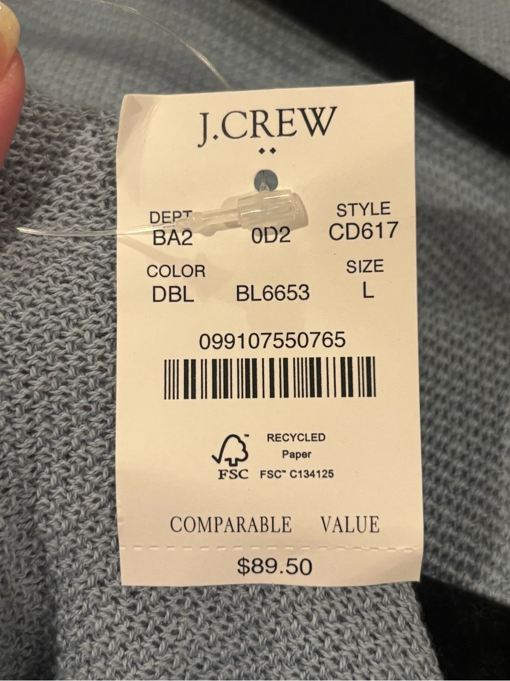 J. Crew Men's Crewneck Sweater in Pale Blue
